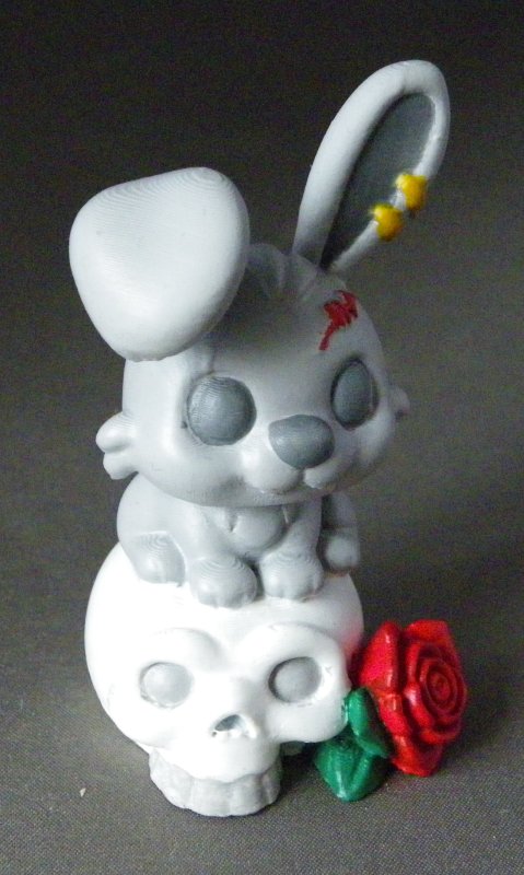 (image for) 3D Prints - Konijn op schedel 1 - Geschilderd