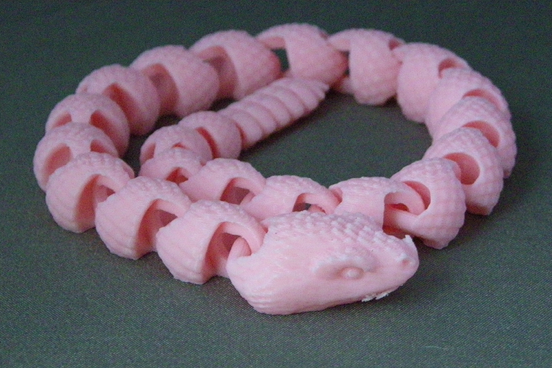 (image for) 3D Prints - Beweegbare Ratelslang 1 - Kersenroze (Sakura Pink)