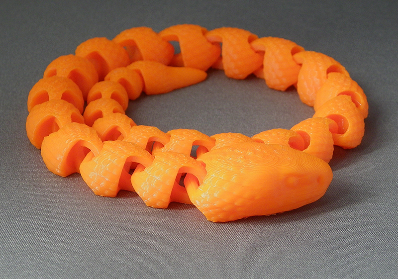 (image for) 3D Prints - Beweegbare Slang 1 - Zonnig Oranje (Sunny Orange)