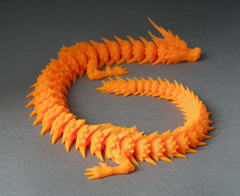 (image for) 3D Prints - Beweegbare Draak 1 - Zonnig Oranje (Sunny Orange)