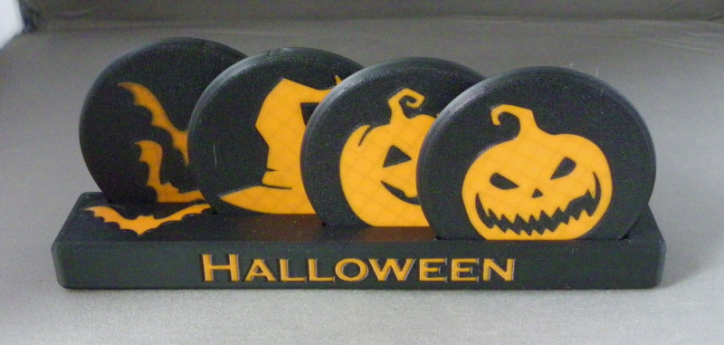 (image for) 3D Prints - Helloween Onderzetters Set van 4 (Meerdere Kleuren Mogelijk)