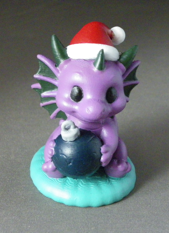 (image for) 3D Prints - Draak met Kerstbal 1 - Geschilderd