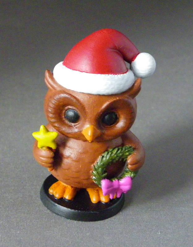 (image for) 3D Prints - Uil met Kerstkrans 1 - Geschilderd
