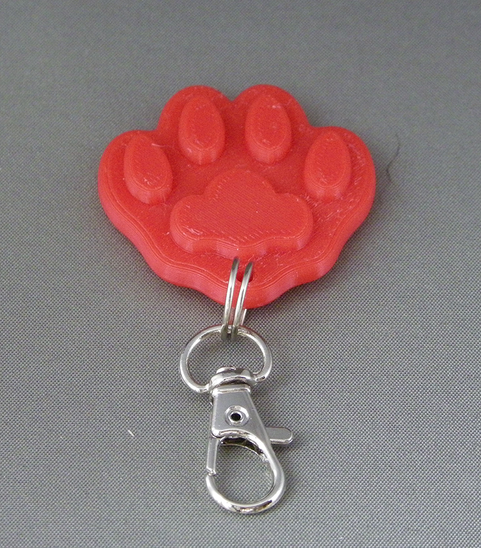 (image for) 3D Prints - Dierenpoot Sleutelhanger 1 - Rood (Red)