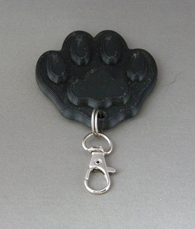 (image for) 3D Prints - Dierenpoot Sleutelhanger 1 - Zwart (Black)