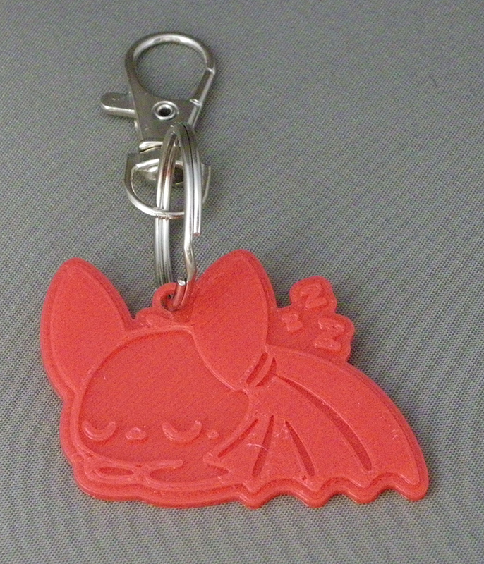 (image for) 3D Prints - Vleermuis Sleutelhanger 3 - Rood (Red)