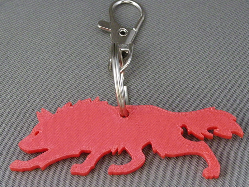 (image for) 3D Prints - Wolf Sleutelhanger 1 - Rood (Red)