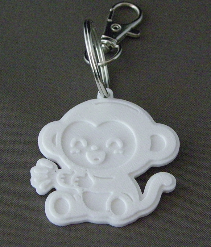 (image for) 3D Prints - Aap Sleutelhanger 1 - Wit (White)