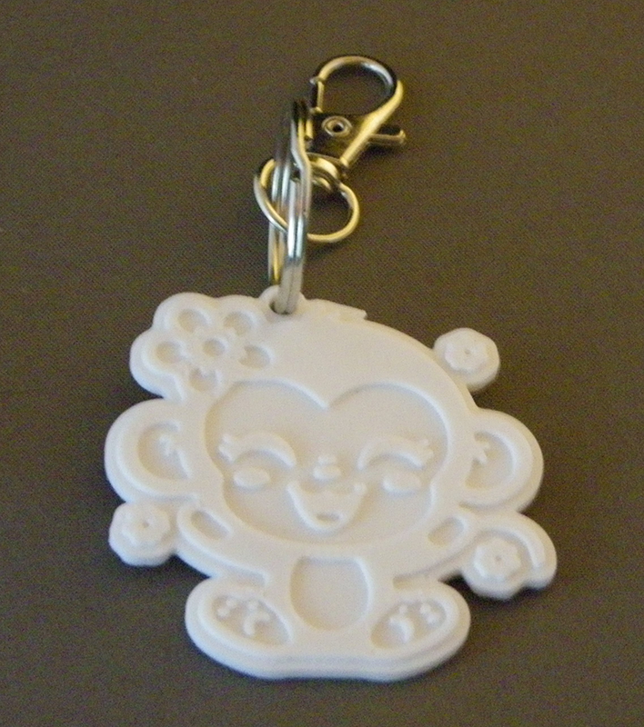 (image for) 3D Prints - Aap Sleutelhanger 2 - Wit (White)