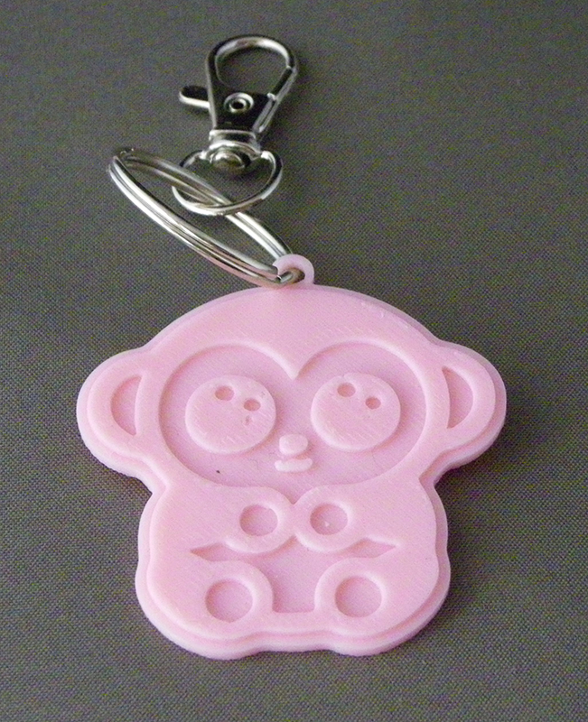 (image for) 3D Prints - Aap Sleutelhanger 3 - Kersenroze (Sakura Pink)