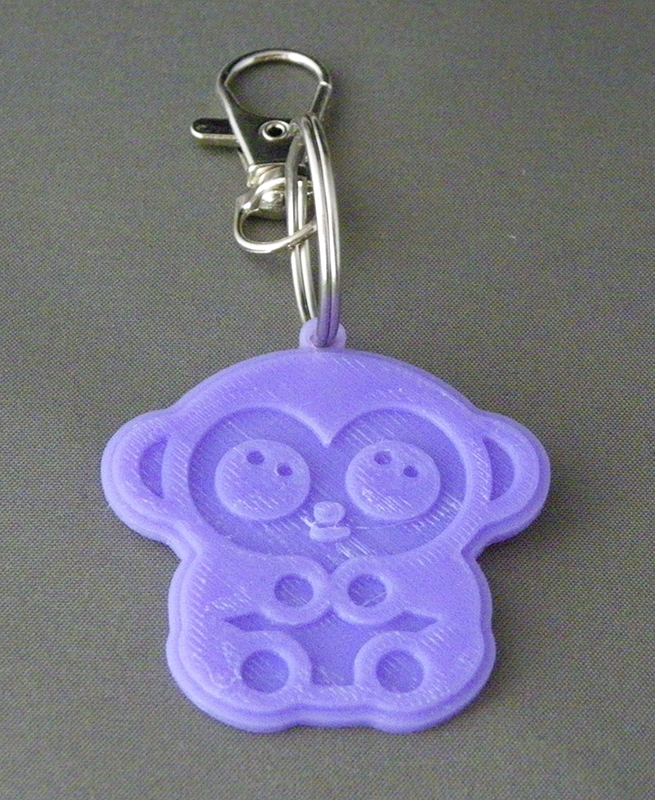 (image for) 3D Prints - Aap Sleutelhanger 3 - Paars (Purple)