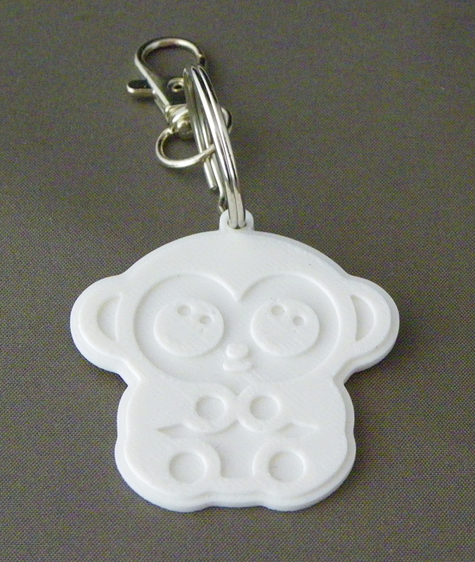 (image for) 3D Prints - Aap Sleutelhanger 3 - Wit (White)