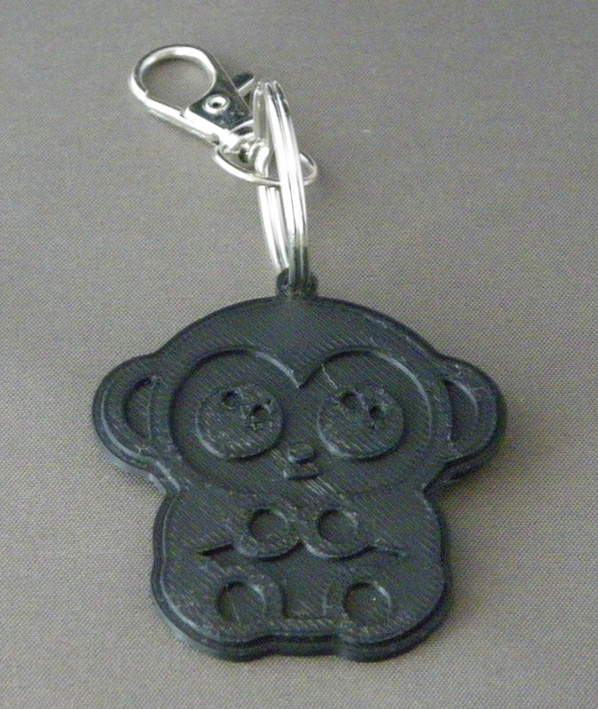 (image for) 3D Prints - Aap Sleutelhanger 3 - Zwart (Black)
