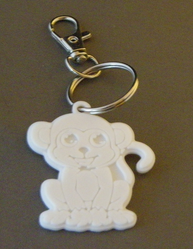 (image for) 3D Prints - Aap Sleutelhanger 4 - Wit (White)