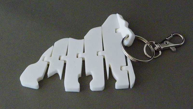 (image for) 3D Prints - Aap Sleutelhanger 5 - Wit (White)
