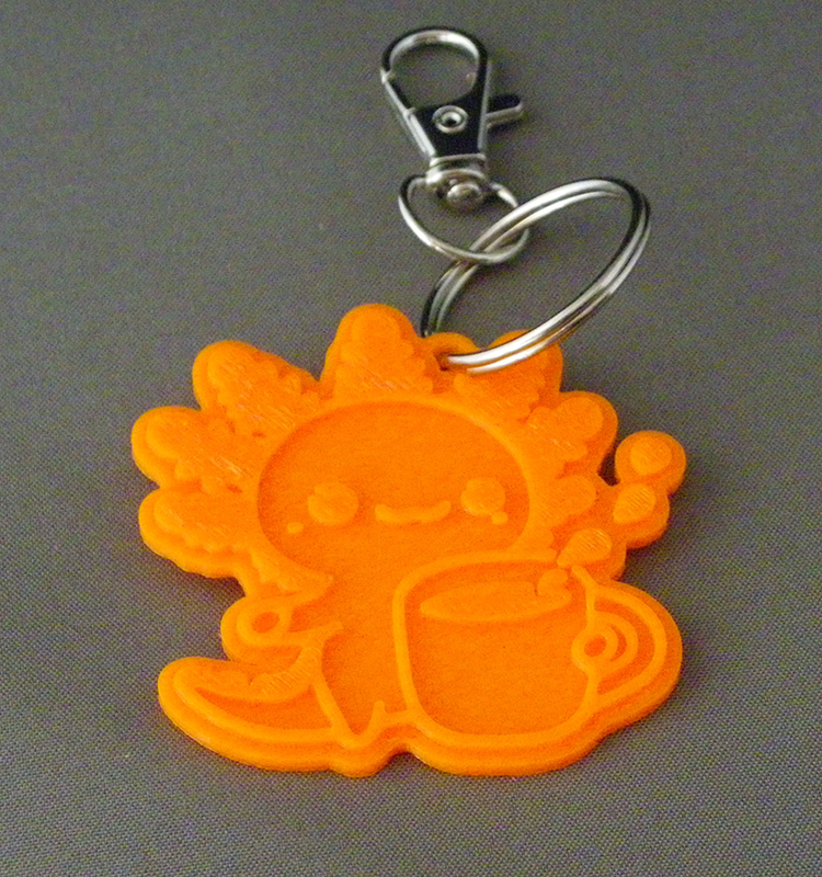 (image for) 3D Prints - Axolotl Sleutelhanger 1 - Zonnig Oranje (Sunny Orange)
