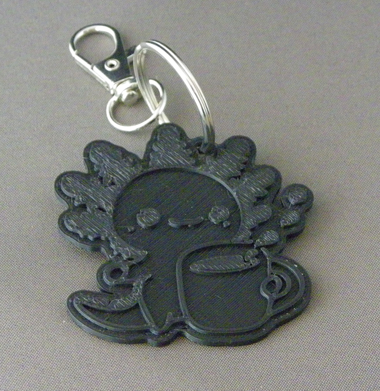 (image for) 3D Prints - Axolotl Sleutelhanger 1 - Zwart (Black)