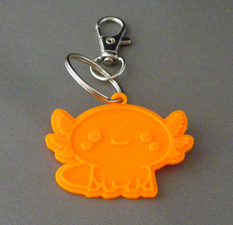 (image for) 3D Prints - Axolotl Sleutelhanger 2 - Zonnig Oranje (Sunny Orange)