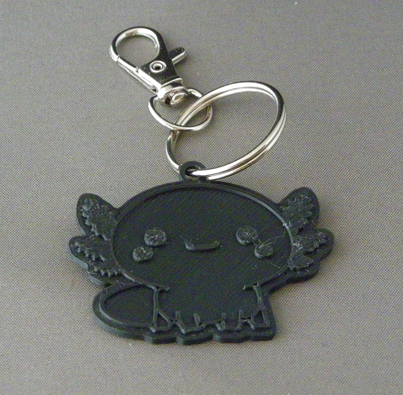 (image for) 3D Prints - Axolotl Sleutelhanger 2 - Zwart (Black)