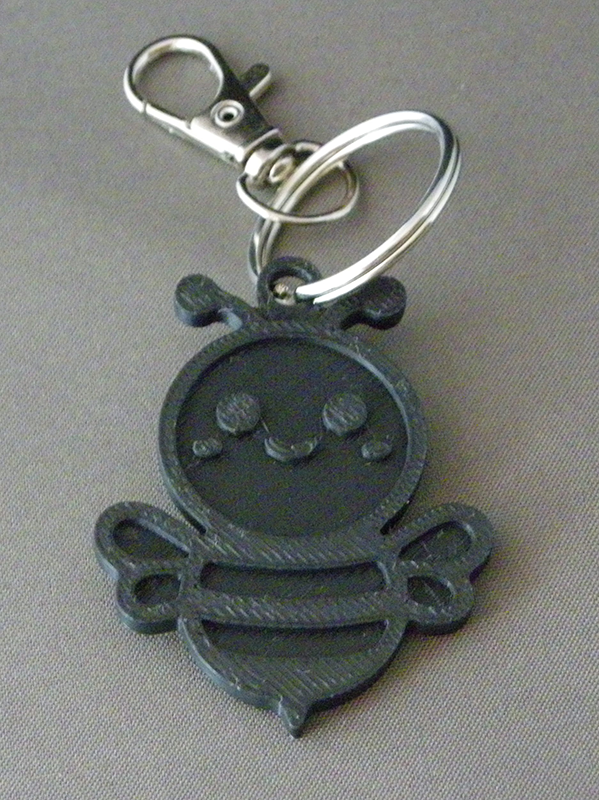 (image for) 3D Prints - Bij Sleutelhanger 3 - Zwart (Black)