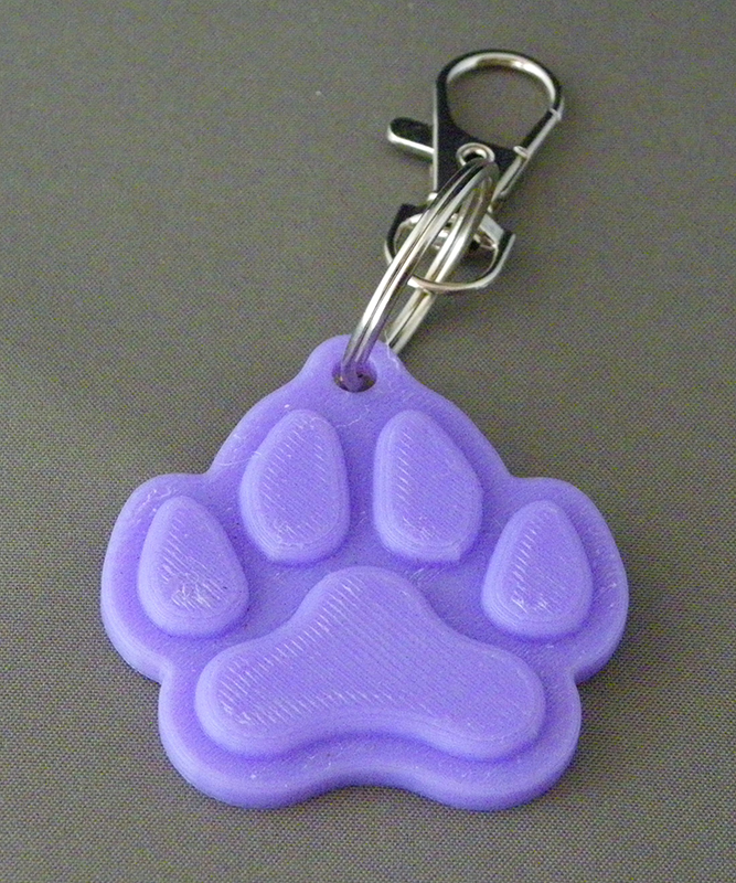 (image for) 3D Prints - Dierenpoot Sleutelhanger 3 - Paars (Purple)