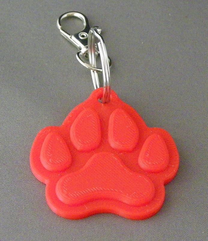 (image for) 3D Prints - Dierenpoot Sleutelhanger 3 - Rood (Red)