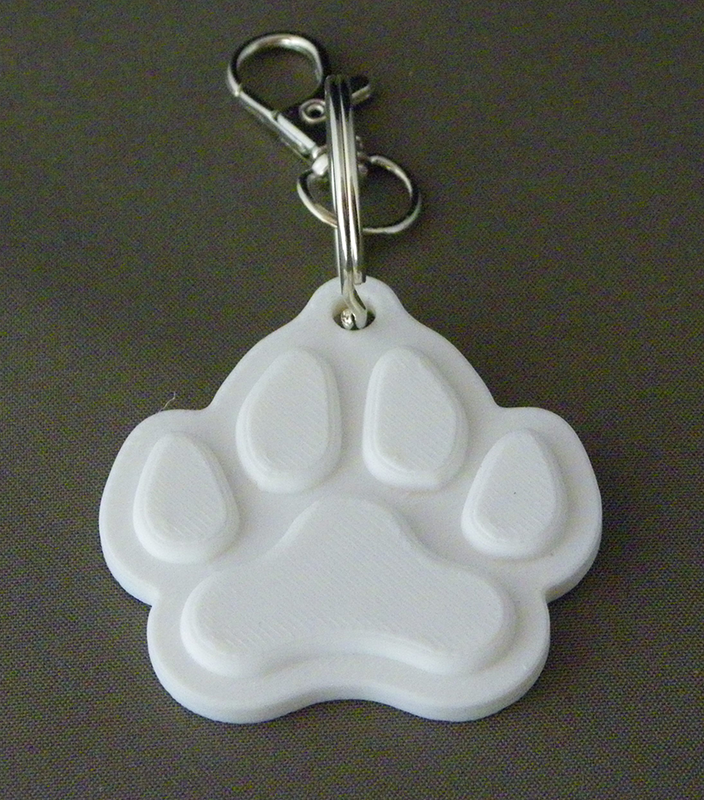 (image for) 3D Prints - Dierenpoot Sleutelhanger 3 - Wit (White)