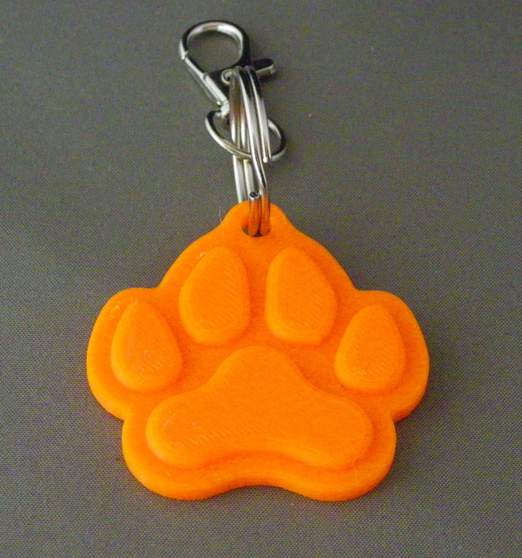 (image for) 3D Prints - Dierenpoot Sleutelhanger 3 - Zonnig Oranje (Sunny orange)
