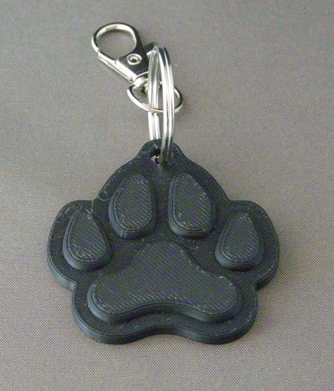 (image for) 3D Prints - Dierenpoot Sleutelhanger 3 - Zwart (Black)