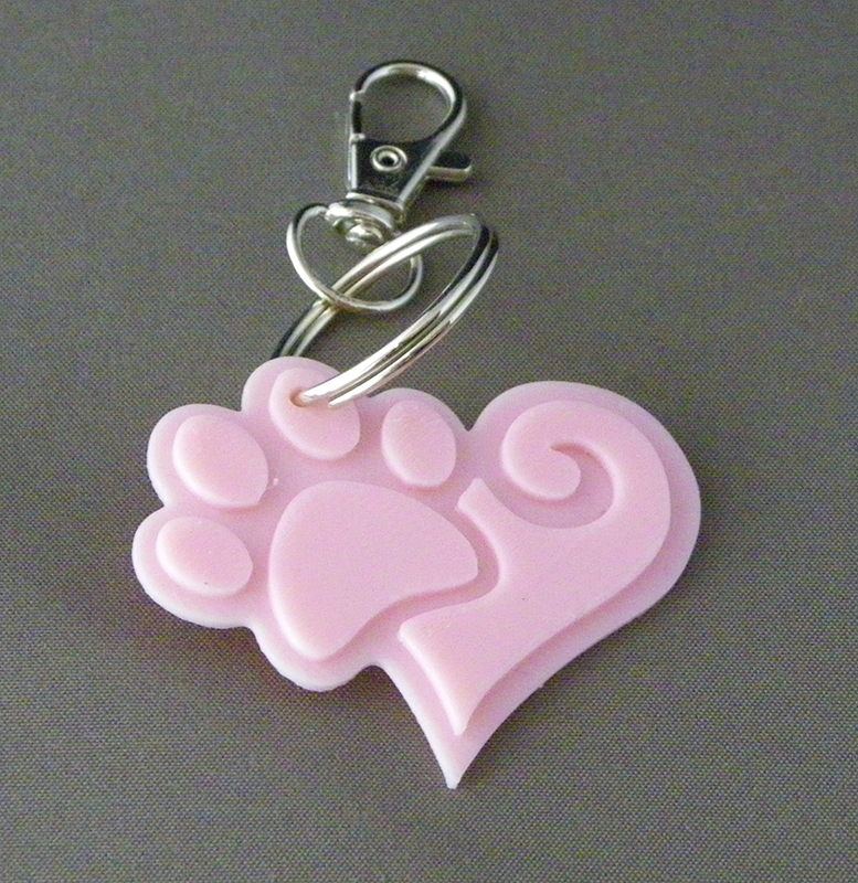 (image for) 3D Prints - Dierenpoot Sleutelhanger 4 - Kersenroze (Sakura Pink)