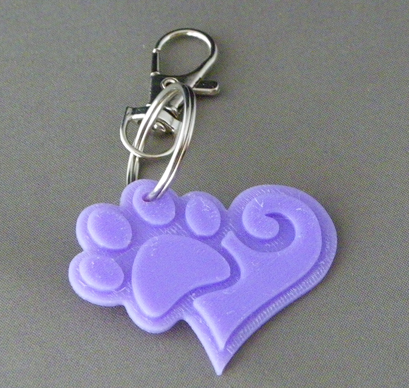(image for) 3D Prints - Dierenpoot Sleutelhanger 4 - Paars (Purple)