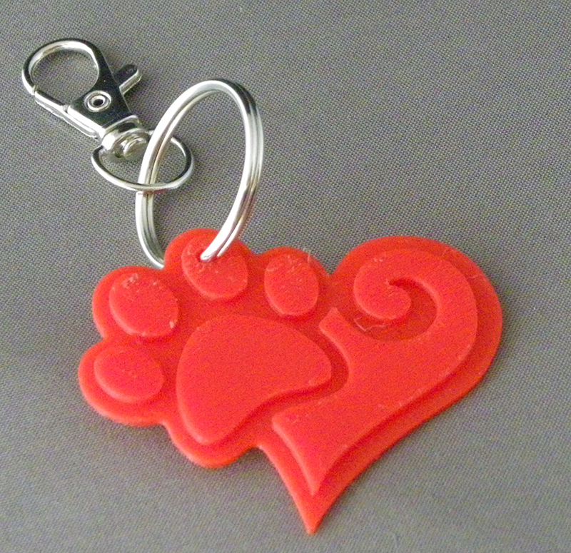 (image for) 3D Prints - Dierenpoot Sleutelhanger 4 - Rood (Red)