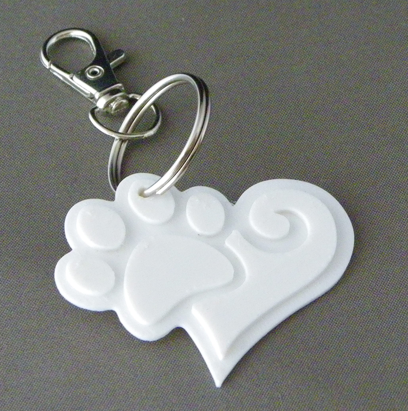 (image for) 3D Prints - Dierenpoot Sleutelhanger 4 - Wit (White)
