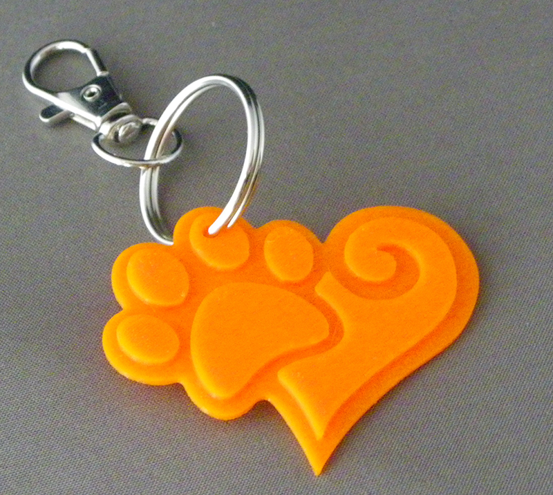 (image for) 3D Prints - Dierenpoot Sleutelhanger 4 - Zonnig Oranje (Sunny orange)