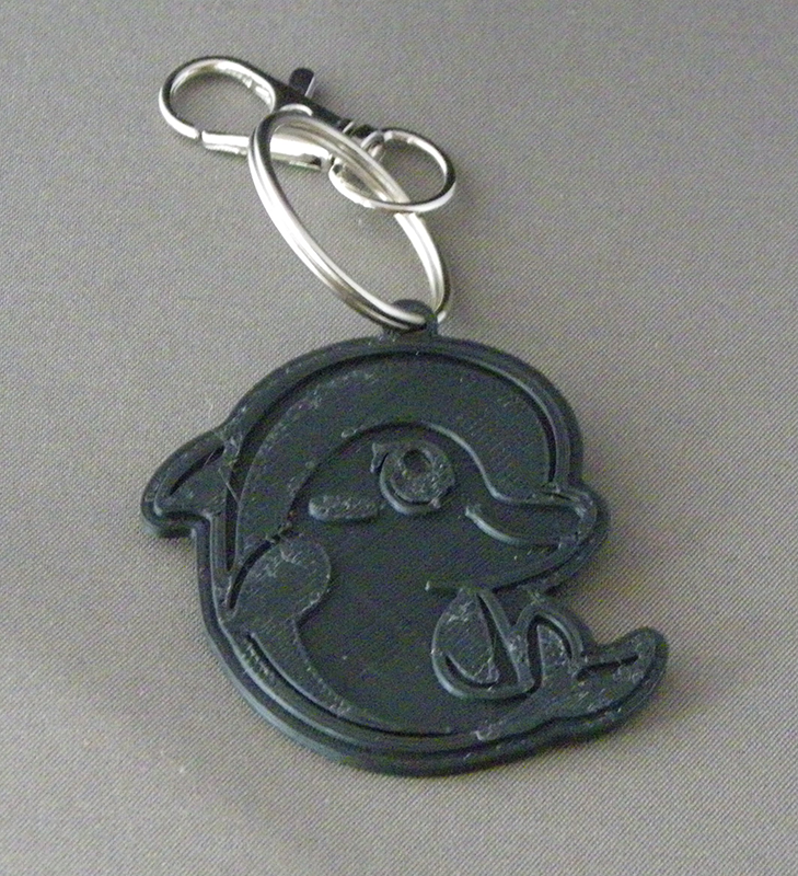 (image for) 3D Prints - Dolfijn Sleutelhanger 1 - Zwart (Black)