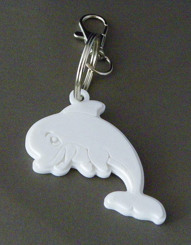 (image for) 3D Prints - Dolfijn Sleutelhanger 4 - Wit (White)