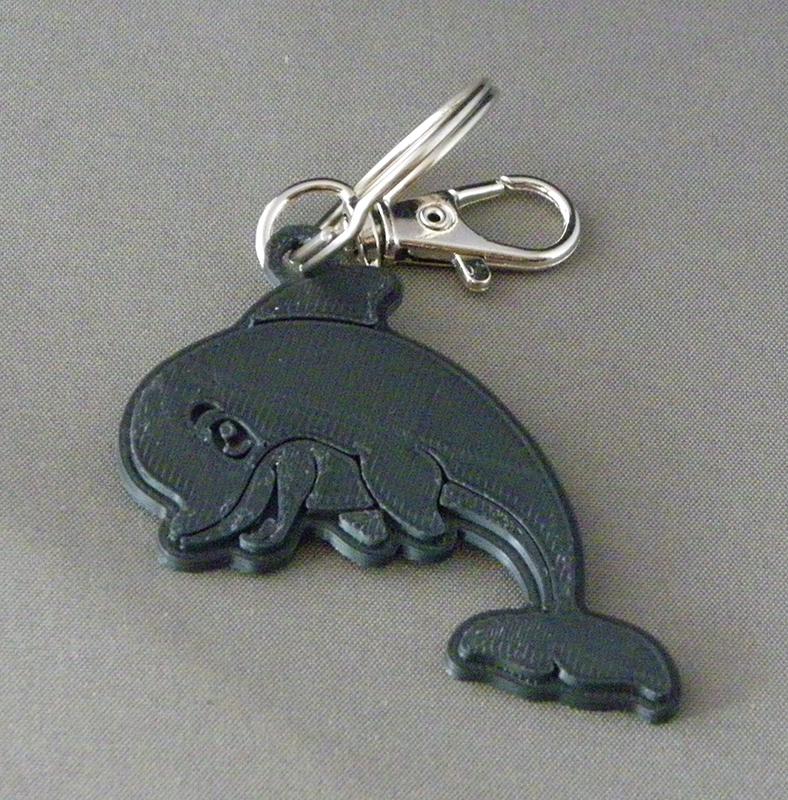 (image for) 3D Prints - Dolfijn Sleutelhanger 4 - Zwart (Black)