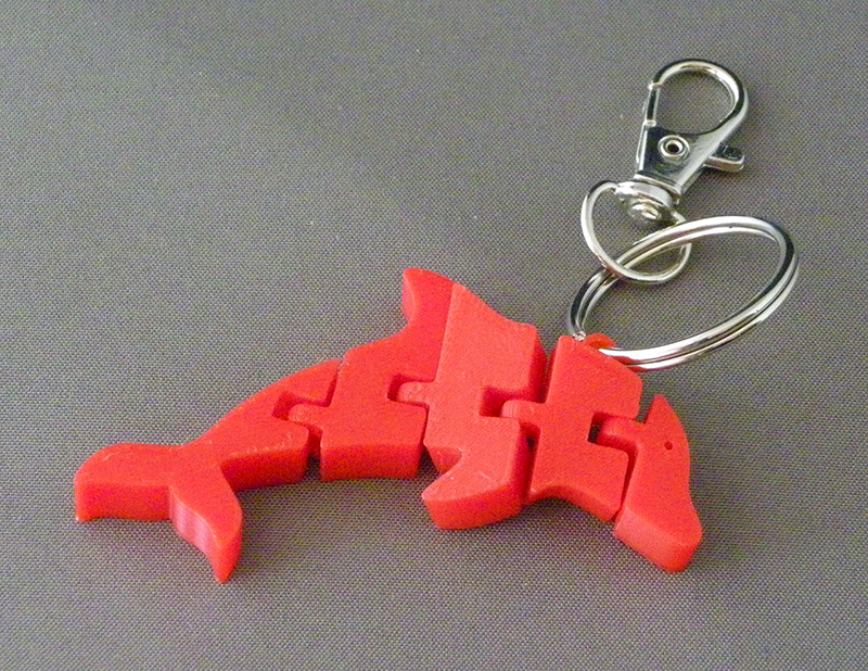 (image for) 3D Prints - Dolfijn Sleutelhanger 5 - Rood (Red)