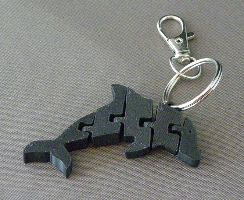 (image for) 3D Prints - Dolfijn Sleutelhanger 5 - Zwart (Black)