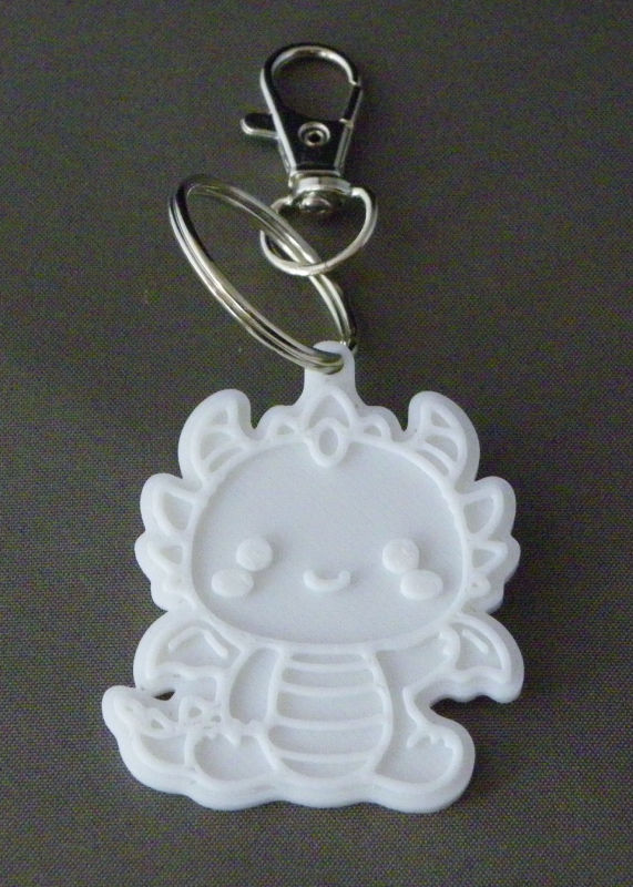 (image for) 3D Prints - Draak Sleutelhanger 1 - Wit (White)