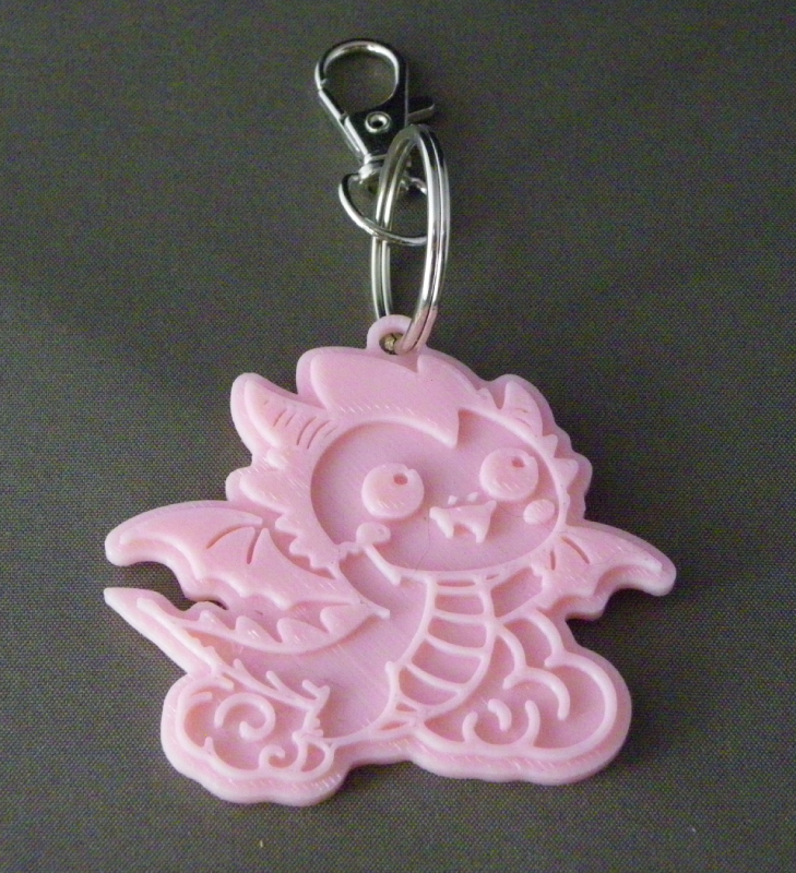 (image for) 3D Prints - Draak Sleutelhanger 2 - Kersenroze (Sakura Pink)
