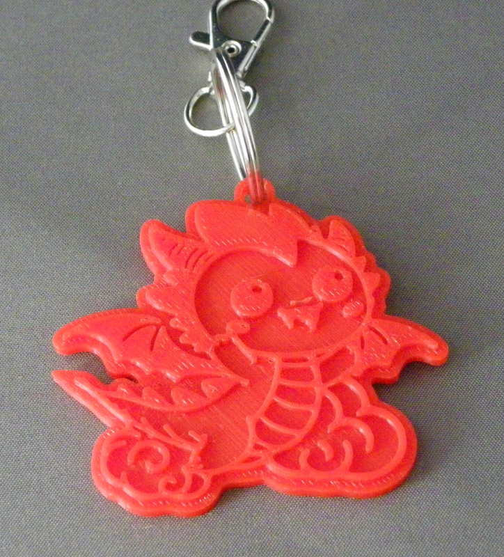 (image for) 3D Prints - Draak Sleutelhanger 2 - Rood (Red)