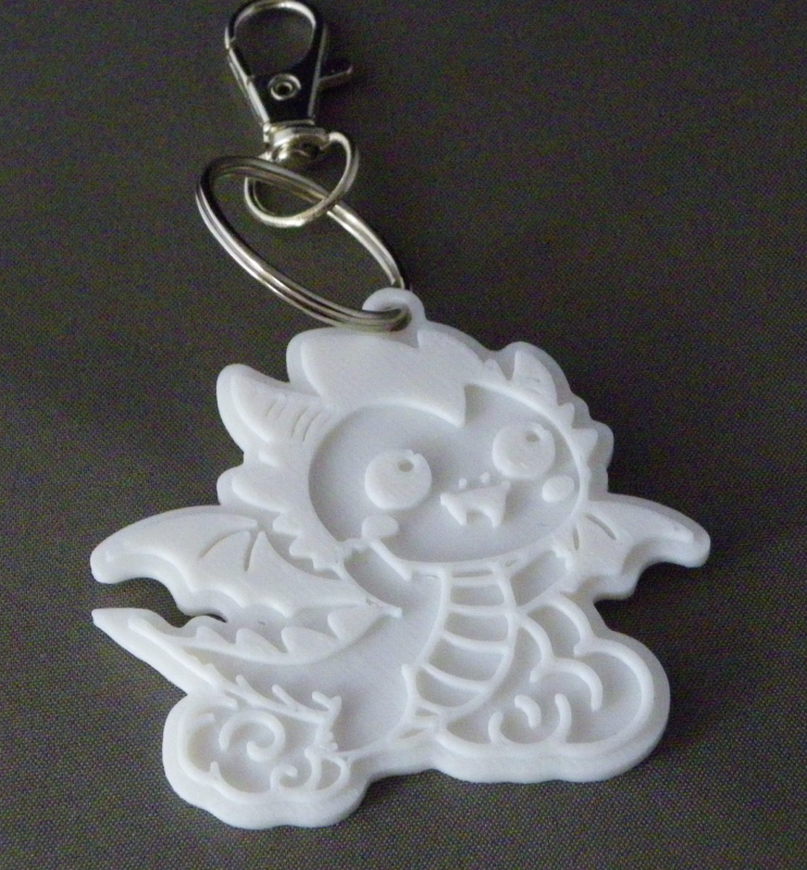 (image for) 3D Prints - Draak Sleutelhanger 2 - Wit (White)