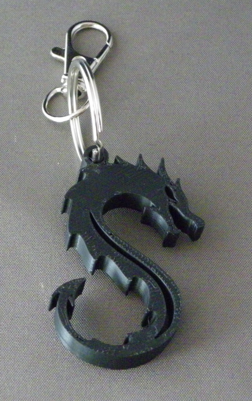(image for) 3D Prints - Draak Sleutelhanger 3 - Zwart (Black)