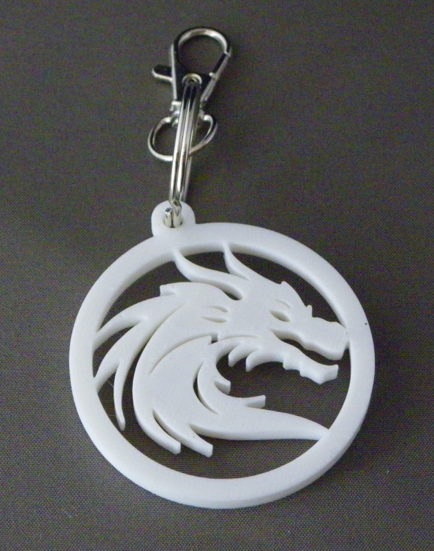 (image for) 3D Prints - Draak Sleutelhanger 4 - Wit (White)