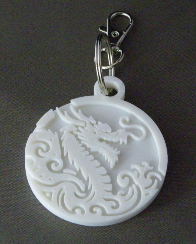 (image for) 3D Prints - Draak Sleutelhanger 5 - Wit (White)
