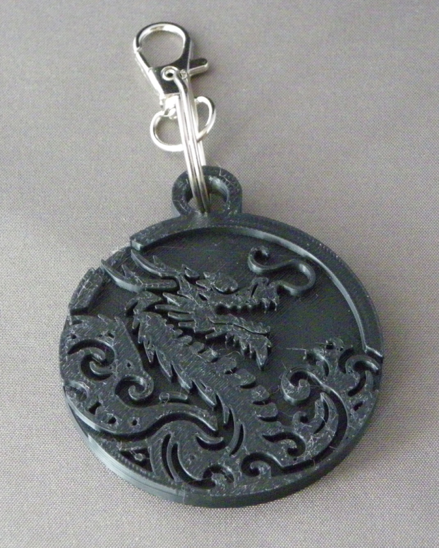(image for) 3D Prints - Draak Sleutelhanger 5 - Zwart (Black)