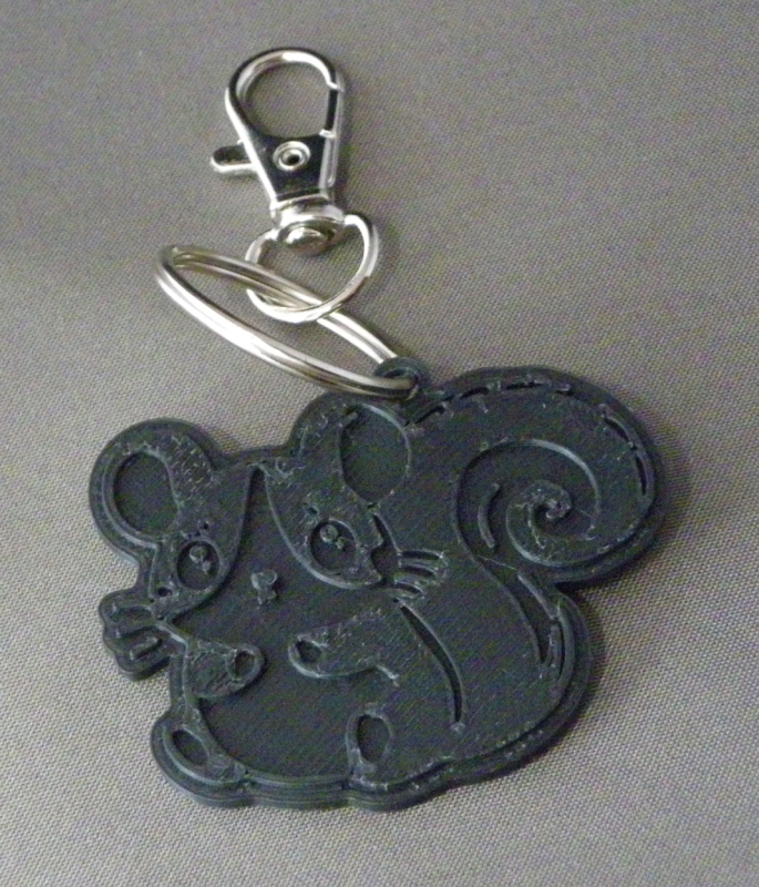 (image for) 3D Prints - Eekhoorn Sleutelhanger 2 - Zwart (Black)