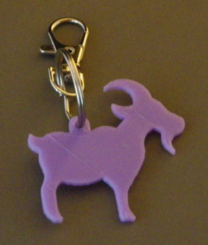 (image for) 3D Prints - Geit Sleutelhanger 2 - Paars (Purple)