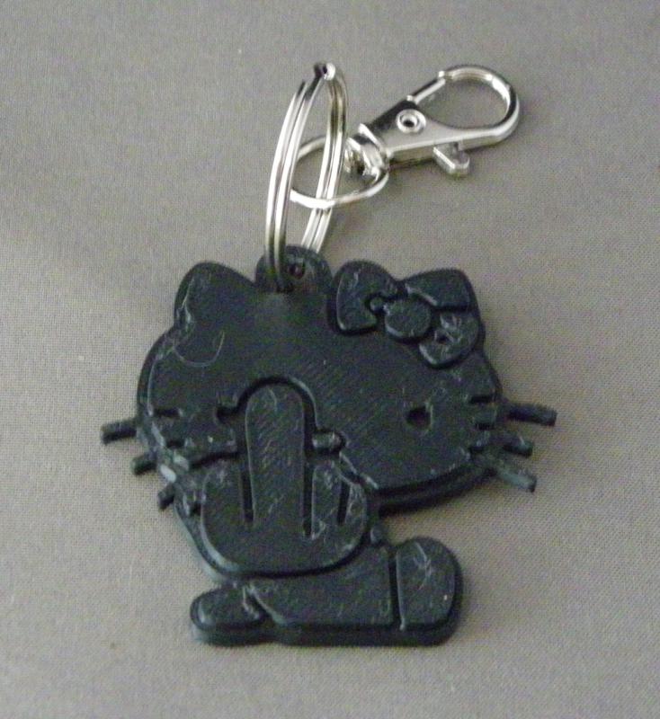 (image for) 3D Prints - Hello Kitty Sleutelhanger 1 - Zwart (Black)